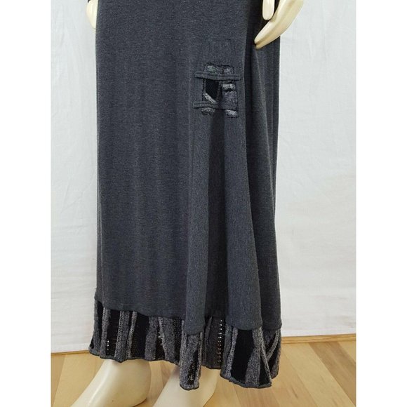 CATY LESCA gray and black Bohemian maxi dress 4‎ - Picture 4 of 12